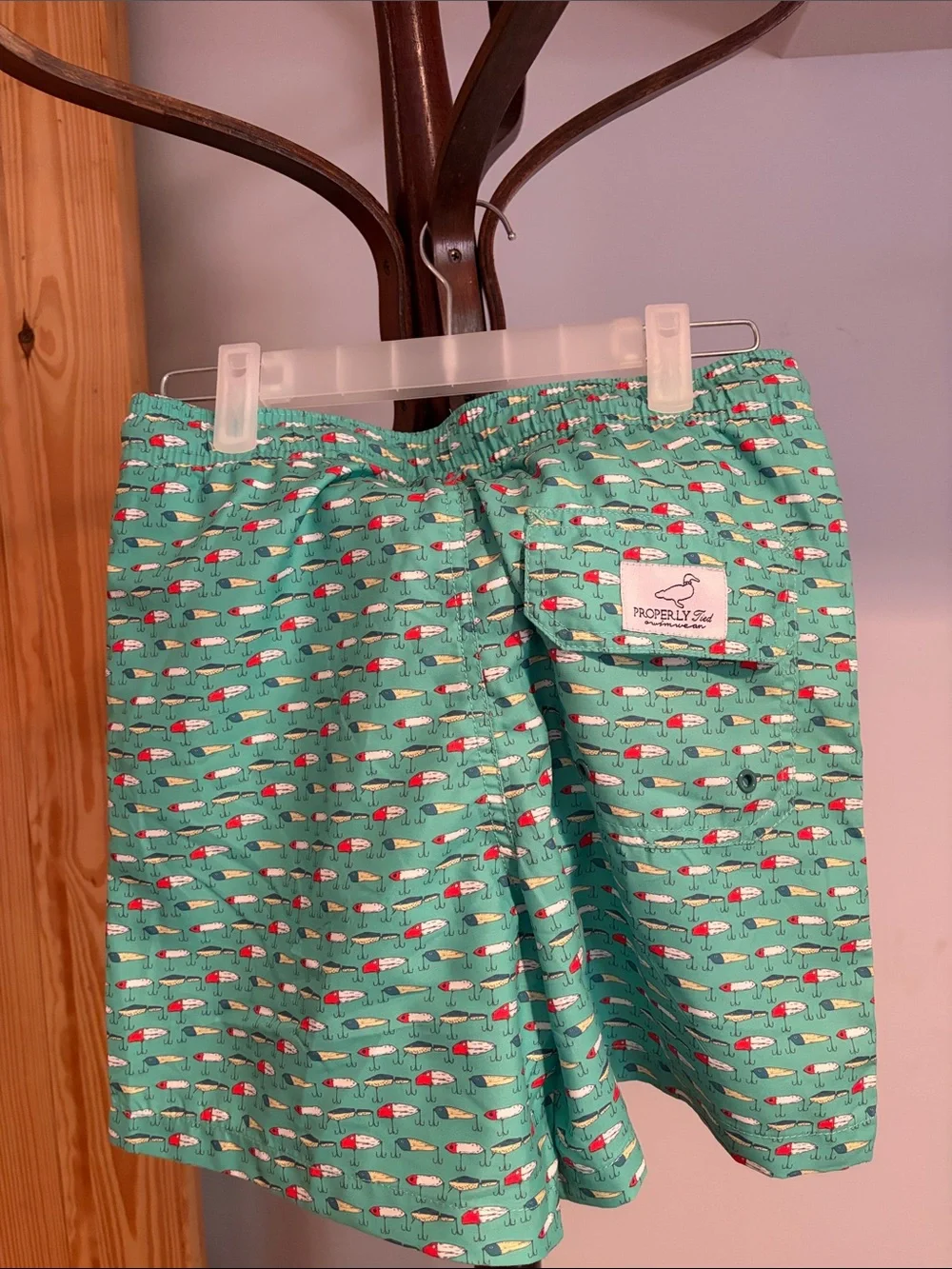 Boys Green Properly Tied Swim Trunks - Signature Embroidered Logo